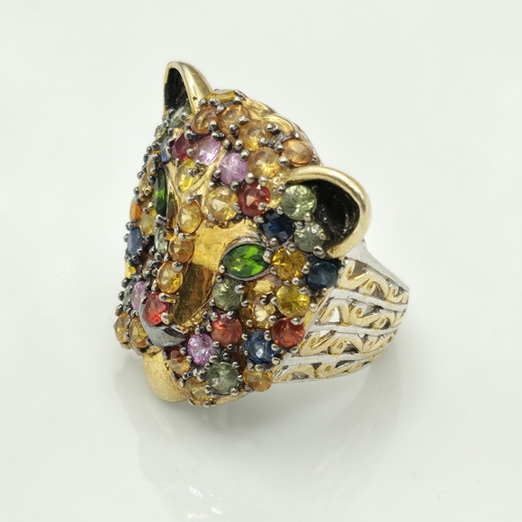 HP Spectacular Estate Michael Valitutti Genuine Multi Sapphire Panther Ring - Picture 5 of 9